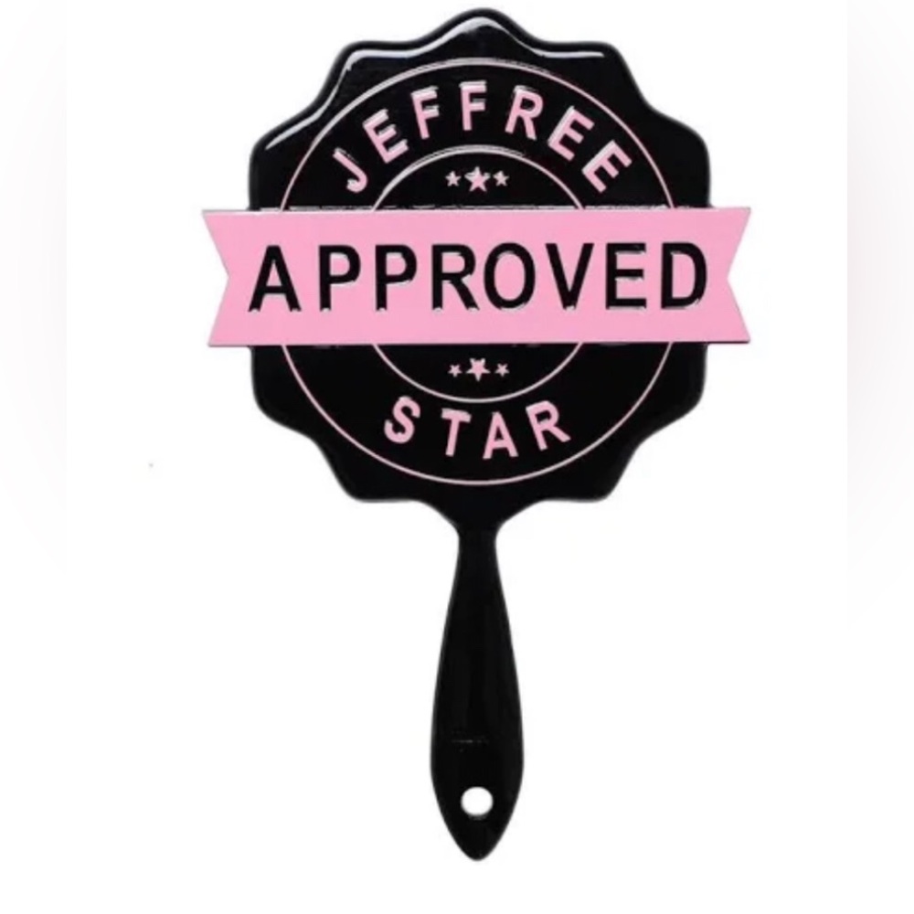 JEFFREE STAR APPROVED black and pink hand held mirror NEW IN BOX
